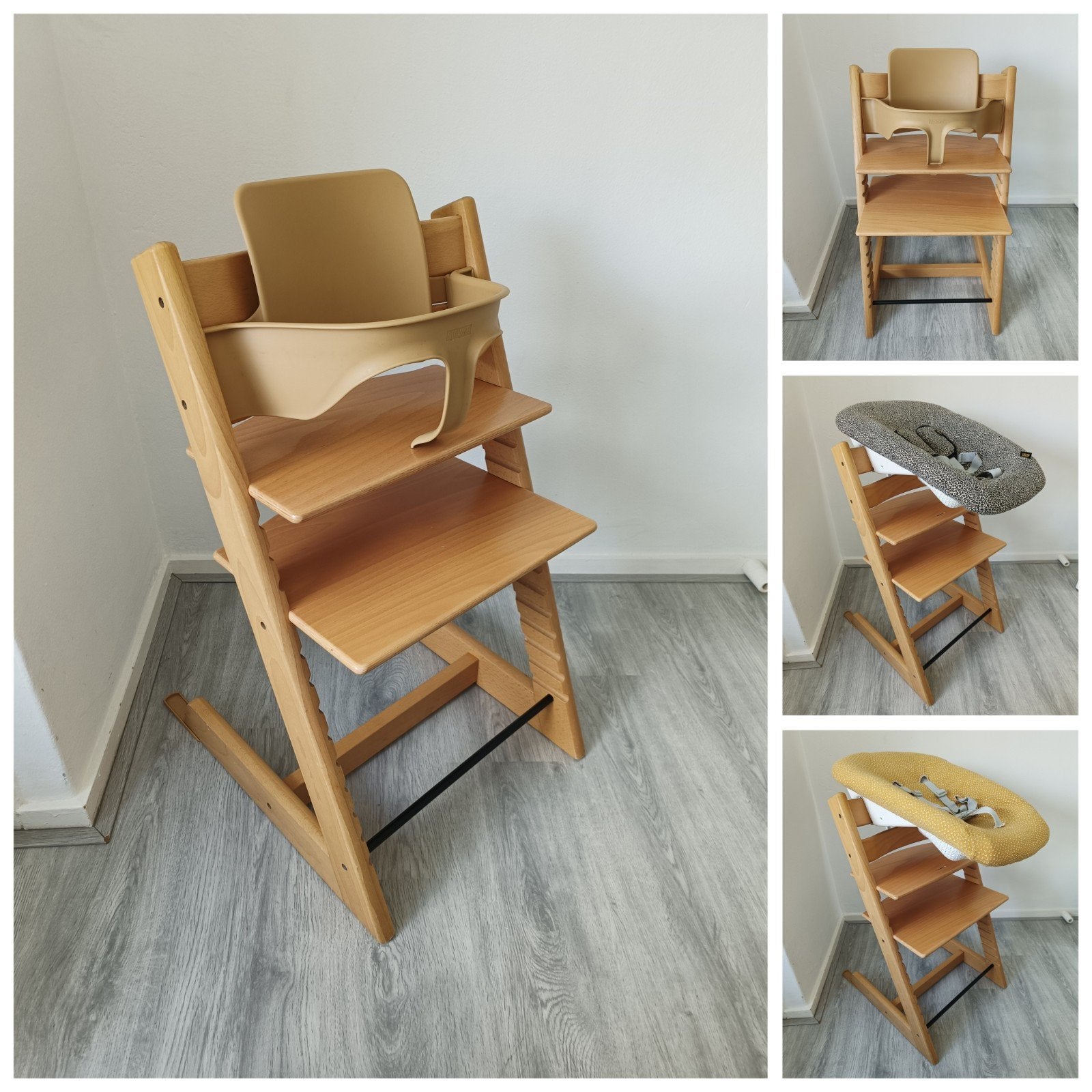 ZGAN! Stokke Tripp trapp naturel+babyset,2 st newborn,2xhoes, Meegroeistoel, Ophalen of Verzenden, Zo goed als nieuw, X