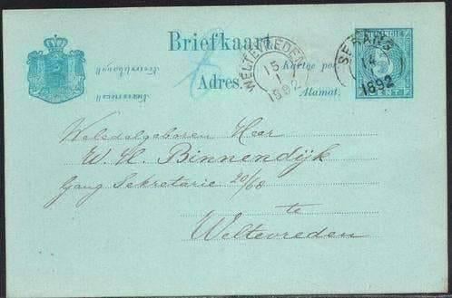P037 Briefkaart Nederlands Indie Kleinrondstempel Serang, Postzegels en Munten, Ophalen of Verzenden, Briefkaart