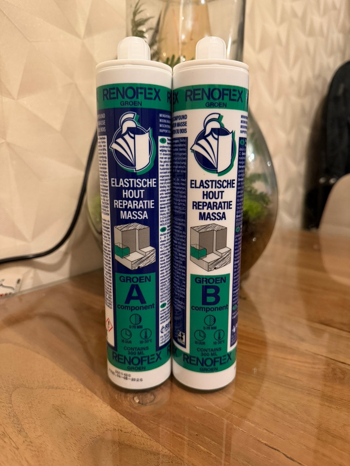 Renoflex Groen Elastische Houtreparatiepasta A & B, Doe-het-zelf en Verbouw, Schildersmaterialen, Verzenden, Nieuw, Overige typen