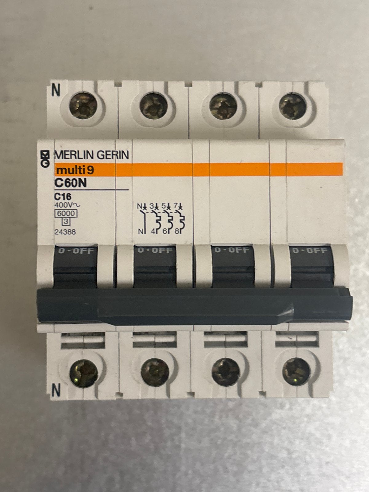 Merlin Gerin Multi9 C60N C16 400V~ Stroomonderbreker, Ophalen of Verzenden, Gebruikt, Schakelaar
