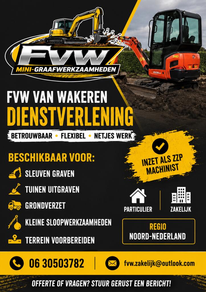 Mini-graafwerkzaamheden met machinist!