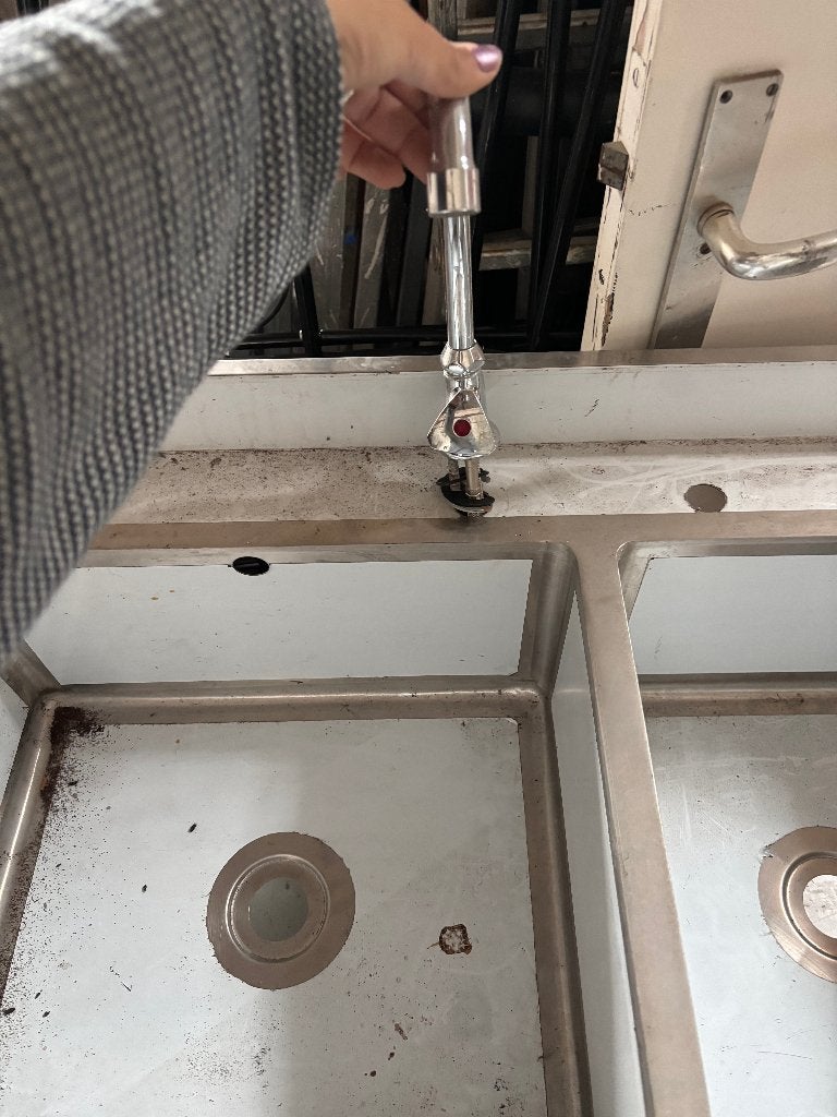 RVS Spoeltafel Werkbank Horeca Dubbele Spoelbak, Ophalen, 150 tot 200 cm, Zo goed als nieuw, Minder dan 100 cm