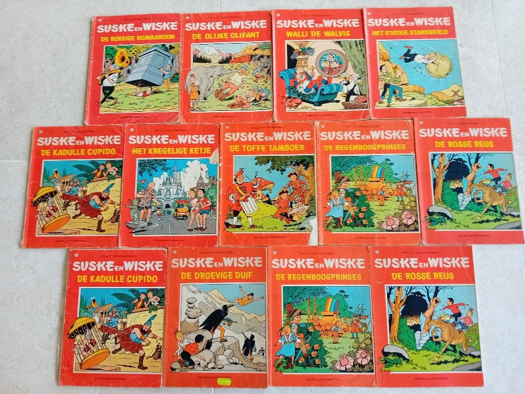 13x Suske en Wiske, 1e druk., Eén stripboek, Ophalen of Verzenden, Gelezen