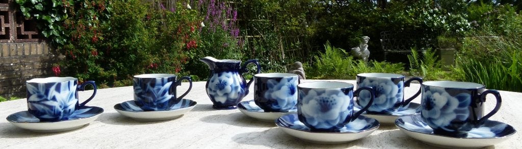 Kobalt Blauwe Japans KT Hand Spray Glaze K en S  + Melkkan, Nieuw, Ophalen of Verzenden, Wedgwood, Kop(pen) en/of Schotel(s)