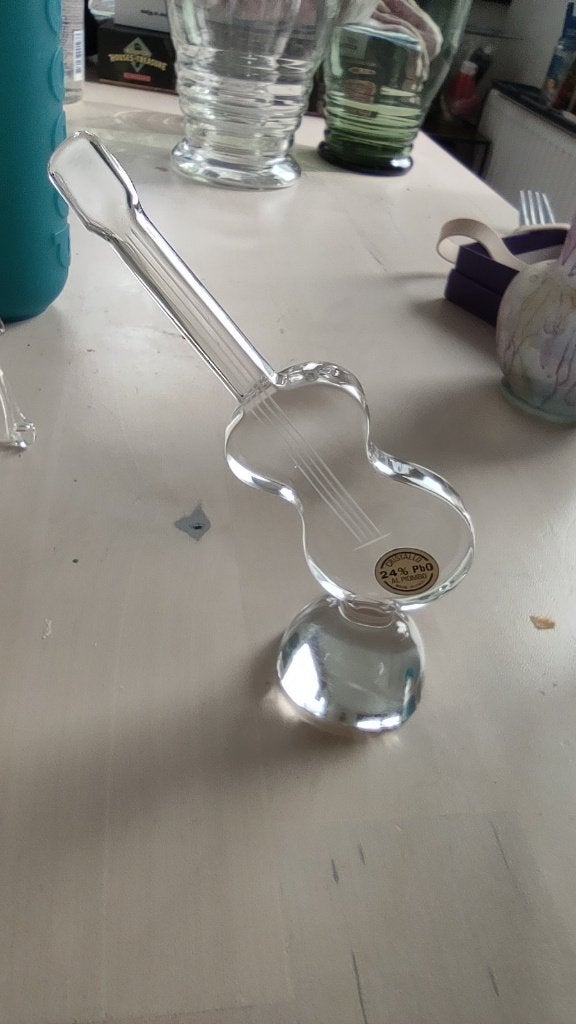 Glazen gitaar decoratie - Kristal 24% PbO, Ophalen, Zo goed als nieuw, Overige typen