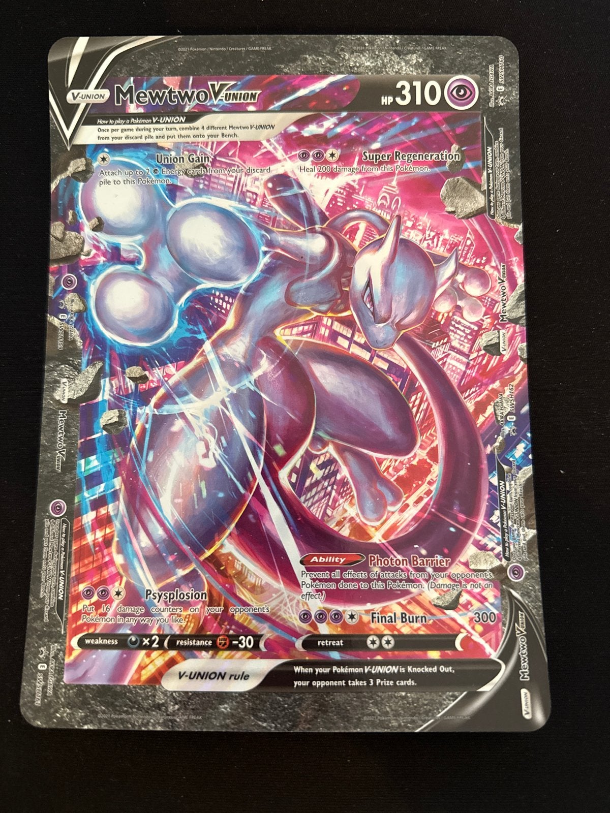 Mewtwo V-UNION Pokémon kaart - Zo goed als nieuw oversized, Ophalen of Verzenden, Zo goed als nieuw, Losse kaart