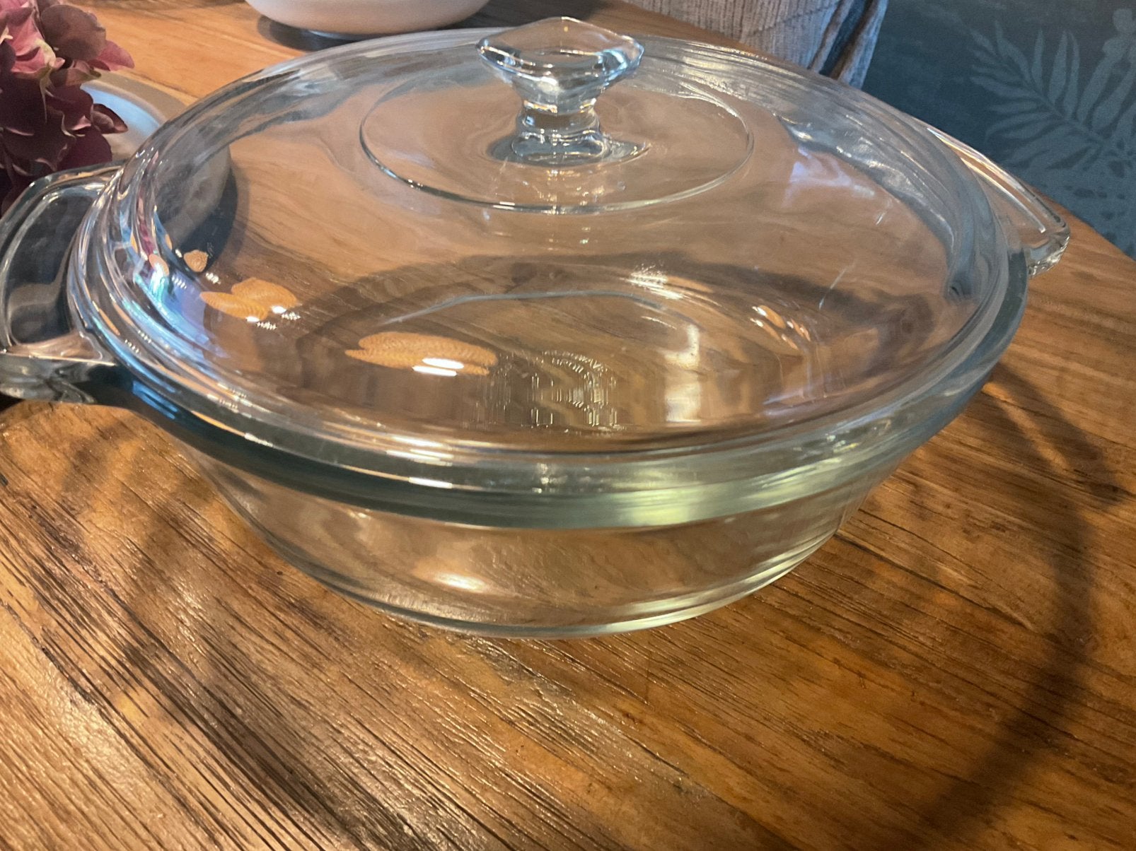 Mooie glazen ovenschaal met deksel(23cm/2L) Z.g.a.n., Ophalen of Verzenden, Zo goed als nieuw