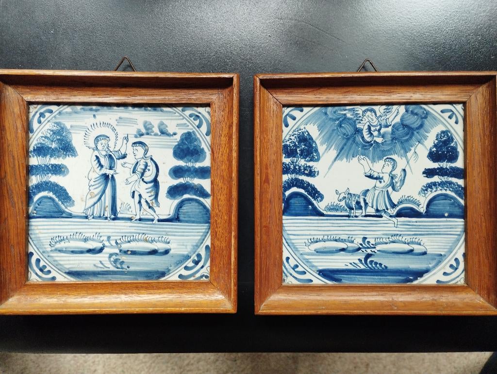 Twee antieke tegels, Antiek en Kunst, Ophalen of Verzenden