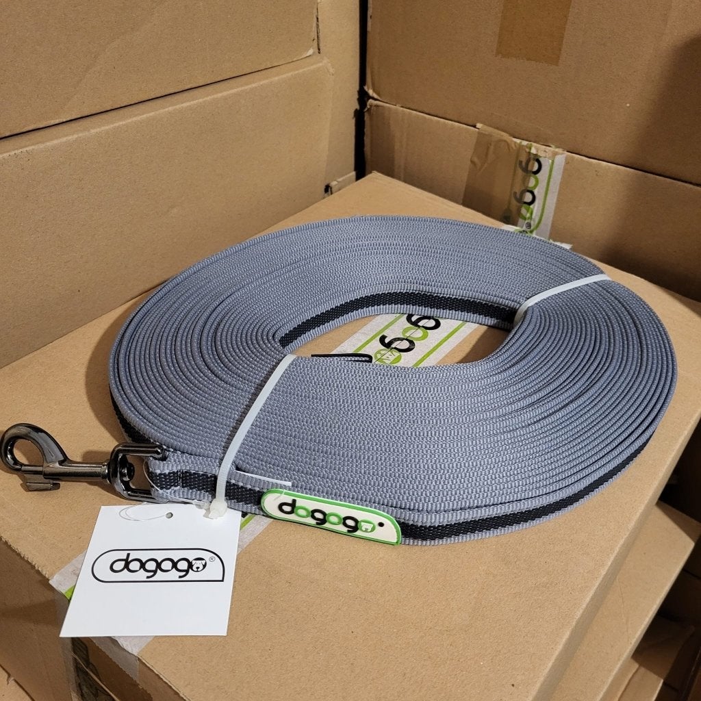 Dogogo grip hondenlijn 20m 20mm grijs zonder lus, Ophalen of Verzenden, Nieuw, Hondenriem