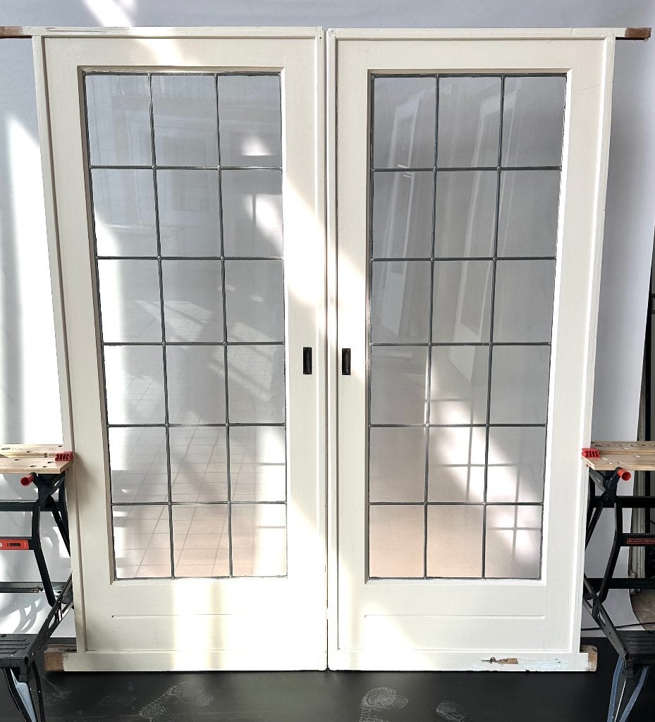 Glas in lood schuifdeuren ensuite, Doe-het-zelf en Verbouw, Ophalen, Gebruikt, 80 tot 100 cm, Binnendeur