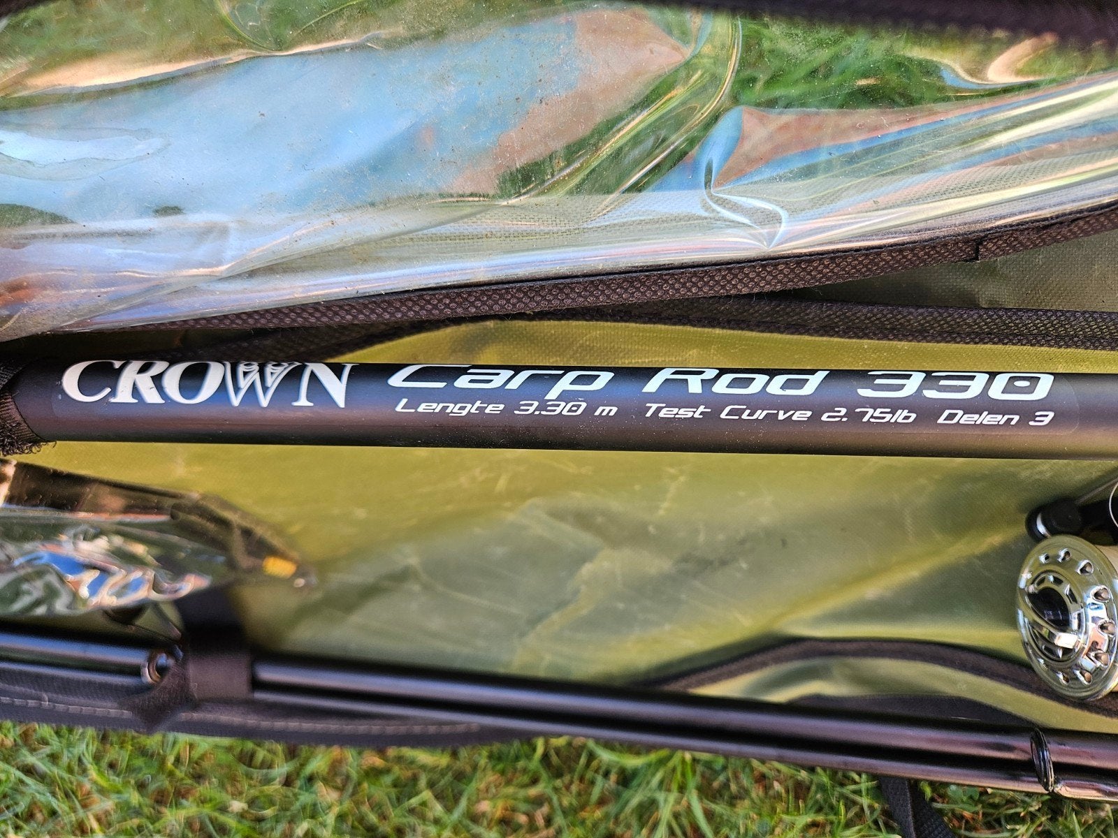 Complete Karper Hengel Set Crown 3.30m met Molen en Foudraal, Ophalen, Gebruikt, Complete set