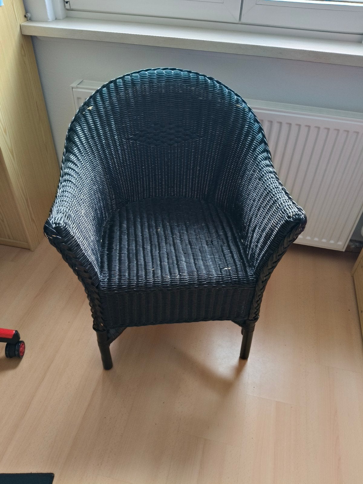 Zwarte rotan stoel, Huis en Inrichting, Stoelen, Gebruikt, Rotan, Klassiek, Zwart, Riet of Rotan