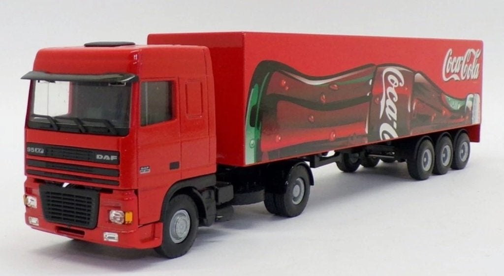 Lion-Toys Coca Cola vrachtwagen Daf XF95 sc  1:50 in OVP, Ophalen of Verzenden, Zo goed als nieuw, Bus of Vrachtwagen, Lion Toys