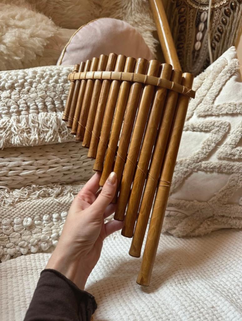 Vintage zelfgemaakte pan fluit van bamboe met koord uit peru, Muziek en Instrumenten, Blaasinstrumenten | Overige, Ophalen of Verzenden
