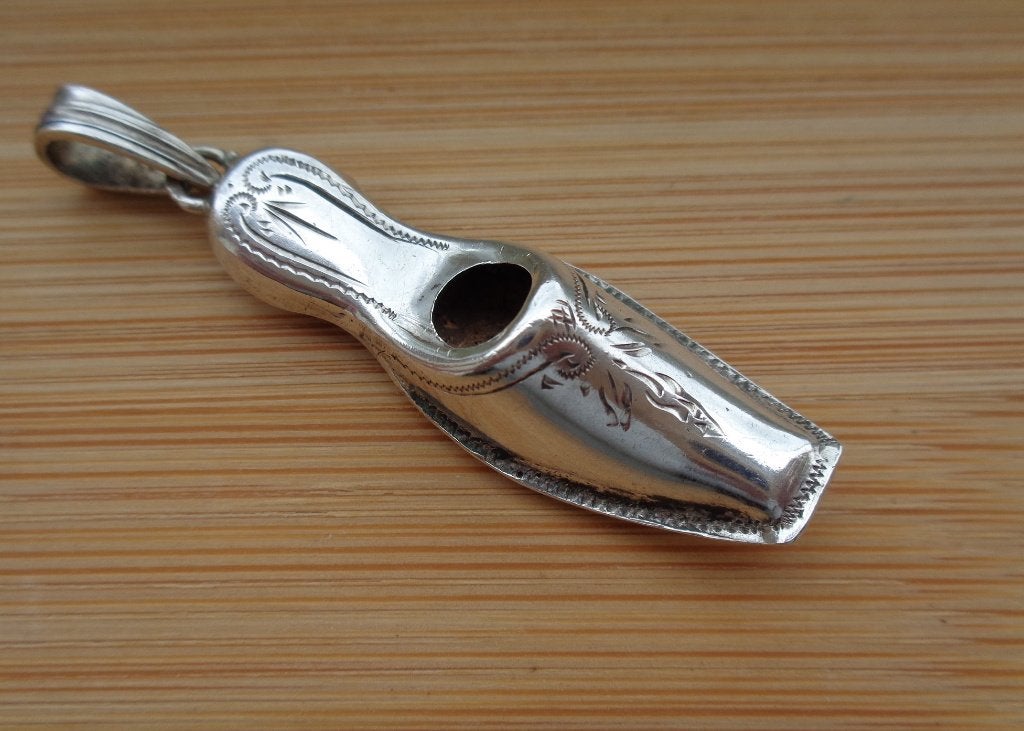 zilveren breipendop hanger muiltje met decoratie [157], Verzenden, Zilver, Hanger
