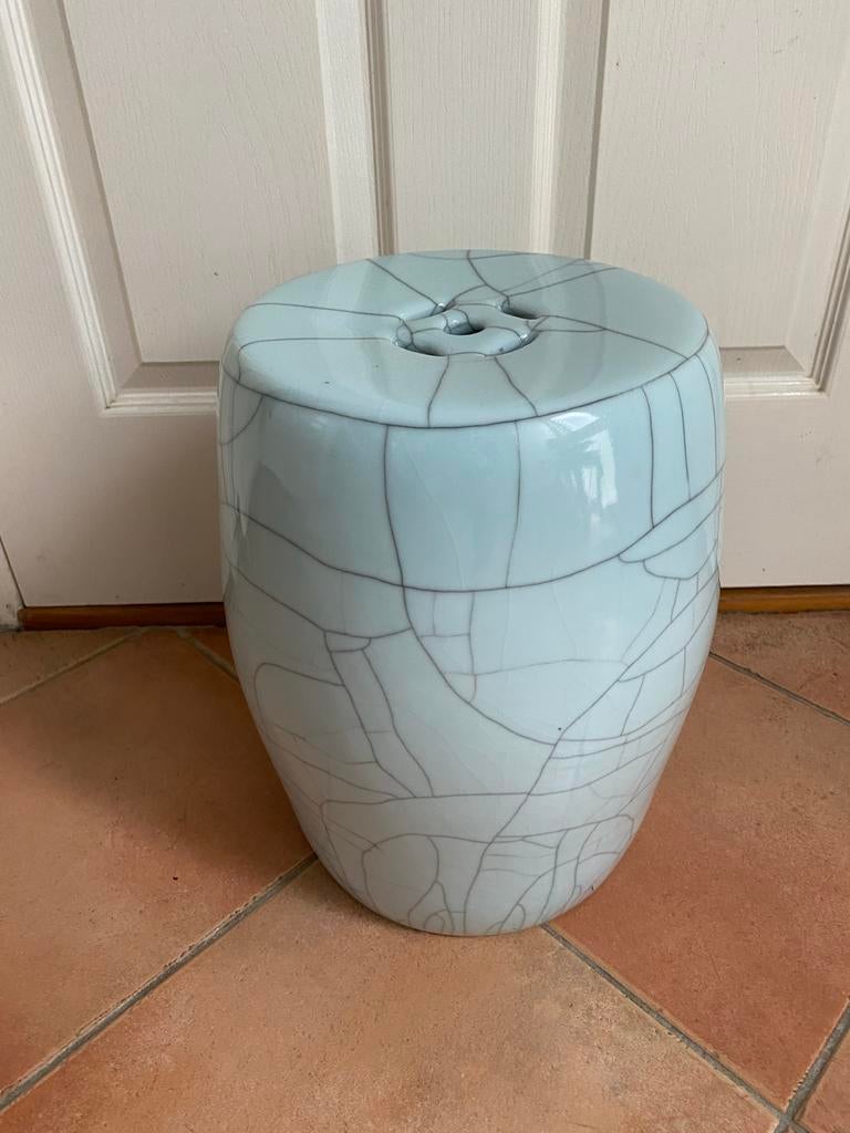 Vintage Antieke Chinese Cracked-Ice Celadon Keramische Kruk, Ophalen