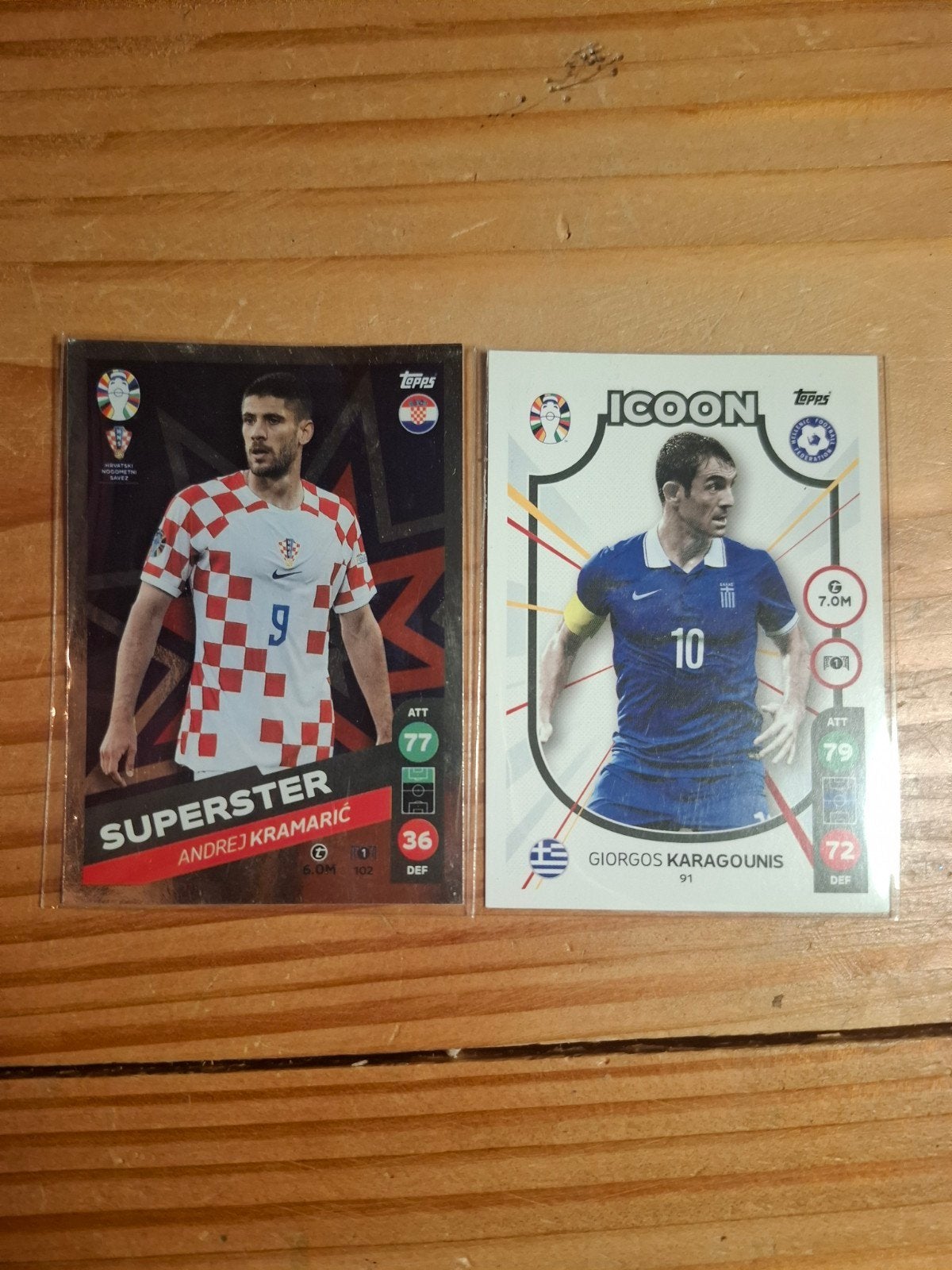 Voetbal kaarten van Giorgos Karagouns en Andrej Kramarić, Verzamelen, Verzenden, Zo goed als nieuw, Buitenlandse clubs, Spelerskaart