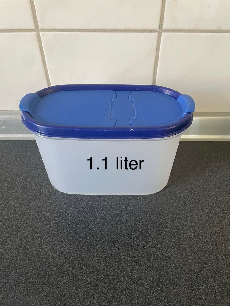 Tupperware bewaardozen set - 1.7L, 1.1L, 500ml, Ophalen of Verzenden, Gebruikt, Blauw, Bus of Trommel