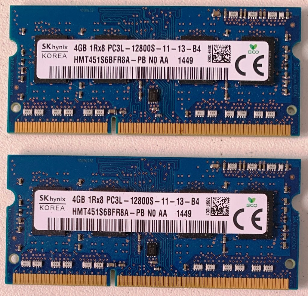 Hynix 2x 4GB DDR3L-12800 SODIMM, 8 GB, DDR3, Ophalen of Verzenden, Zo goed als nieuw