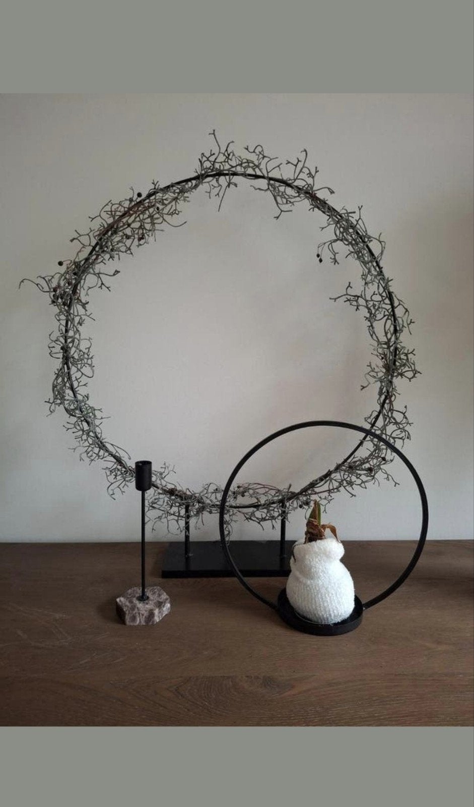 Decoratie ring op statief groot en klein zwart landelijk, Ophalen of Verzenden, Zo goed als nieuw