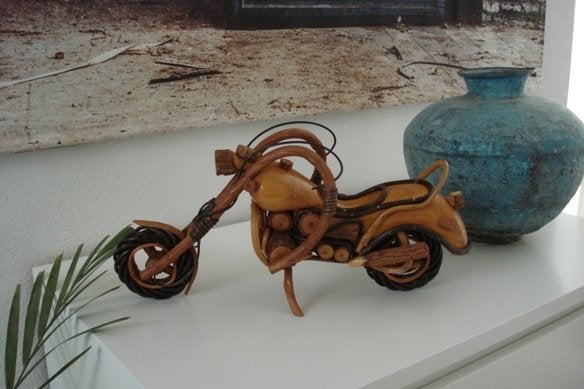 Nwe houten handgemaakt motor Harley Davidson easyrider 42 cm, Overige onderwerpen, Ophalen of Verzenden, Handgemaakt, Beeld