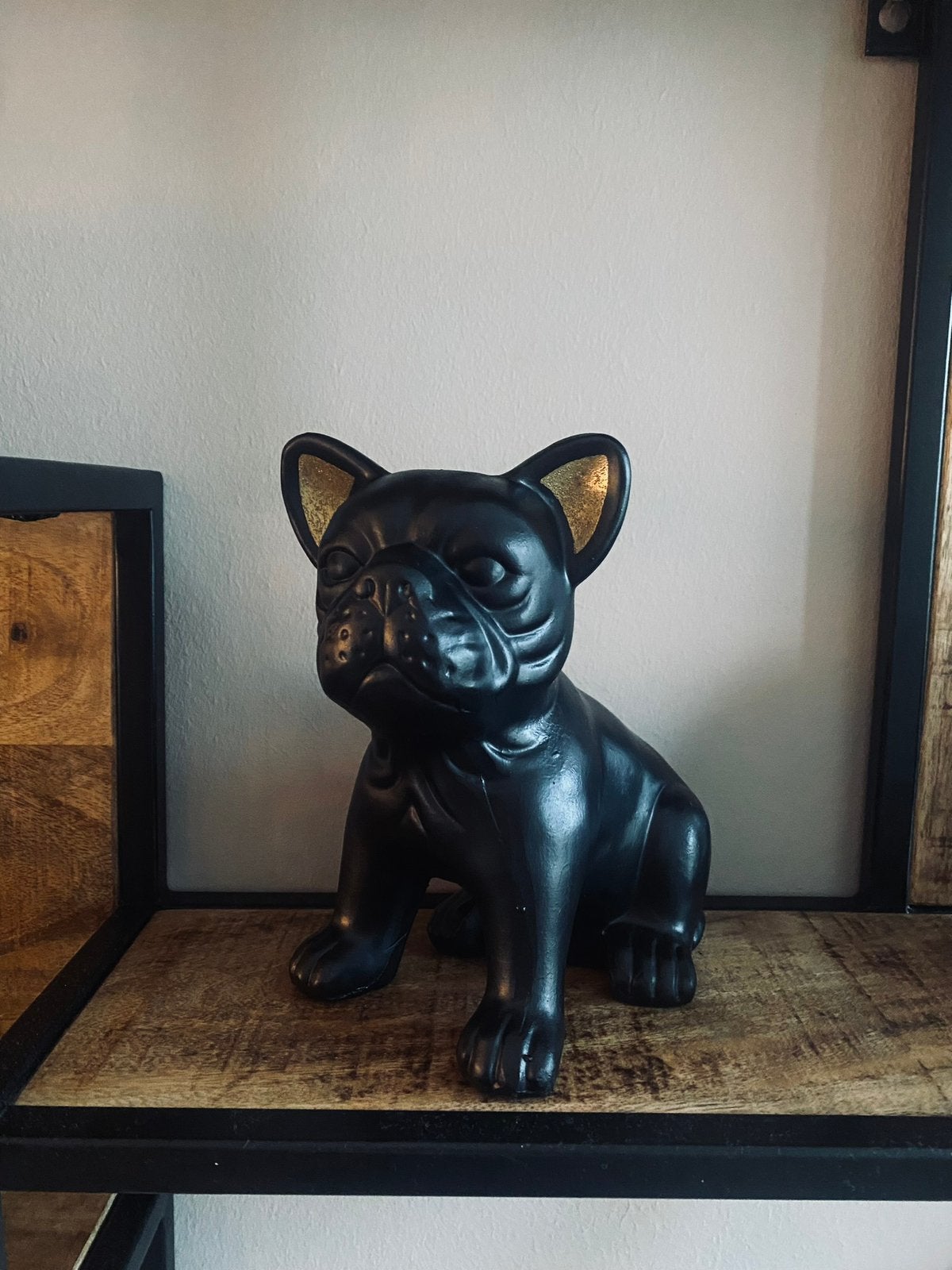 Franse buldog beeld zwart/goud nieuw!, Verzamelen, Ophalen of Verzenden, Nieuw, Dier