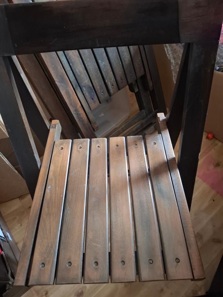 3 houten klapstoelen, Ophalen, Hout, Overige typen