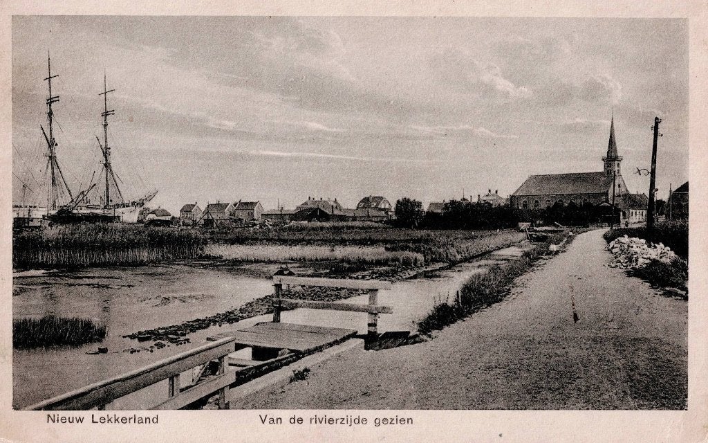Nieuw Lekkerland – Tweemaster en Ned. Herv. Kerk., Verzamelen, Ophalen of Verzenden, 1920 tot 1940, Gelopen, Zuid-Holland