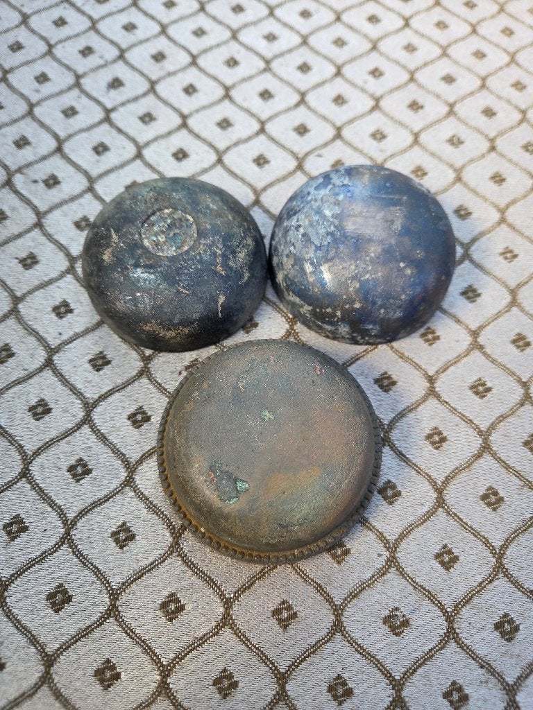 3 Unieke Voor-oorlogse Koperen Fietsbel Kapjes / Schellen, Antiek en Kunst, Ophalen of Verzenden