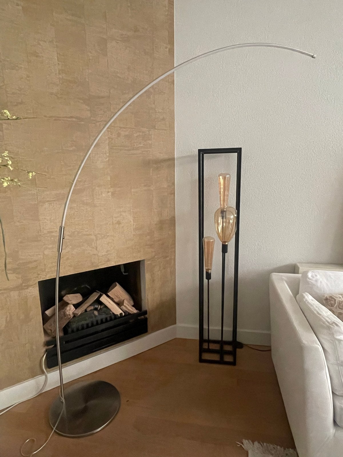 Prachtige hoge RVS booglamp, LED, dimbaar, 210 cm hoog, Huis en Inrichting, Ophalen, Zo goed als nieuw, Metaal, 200 cm of meer