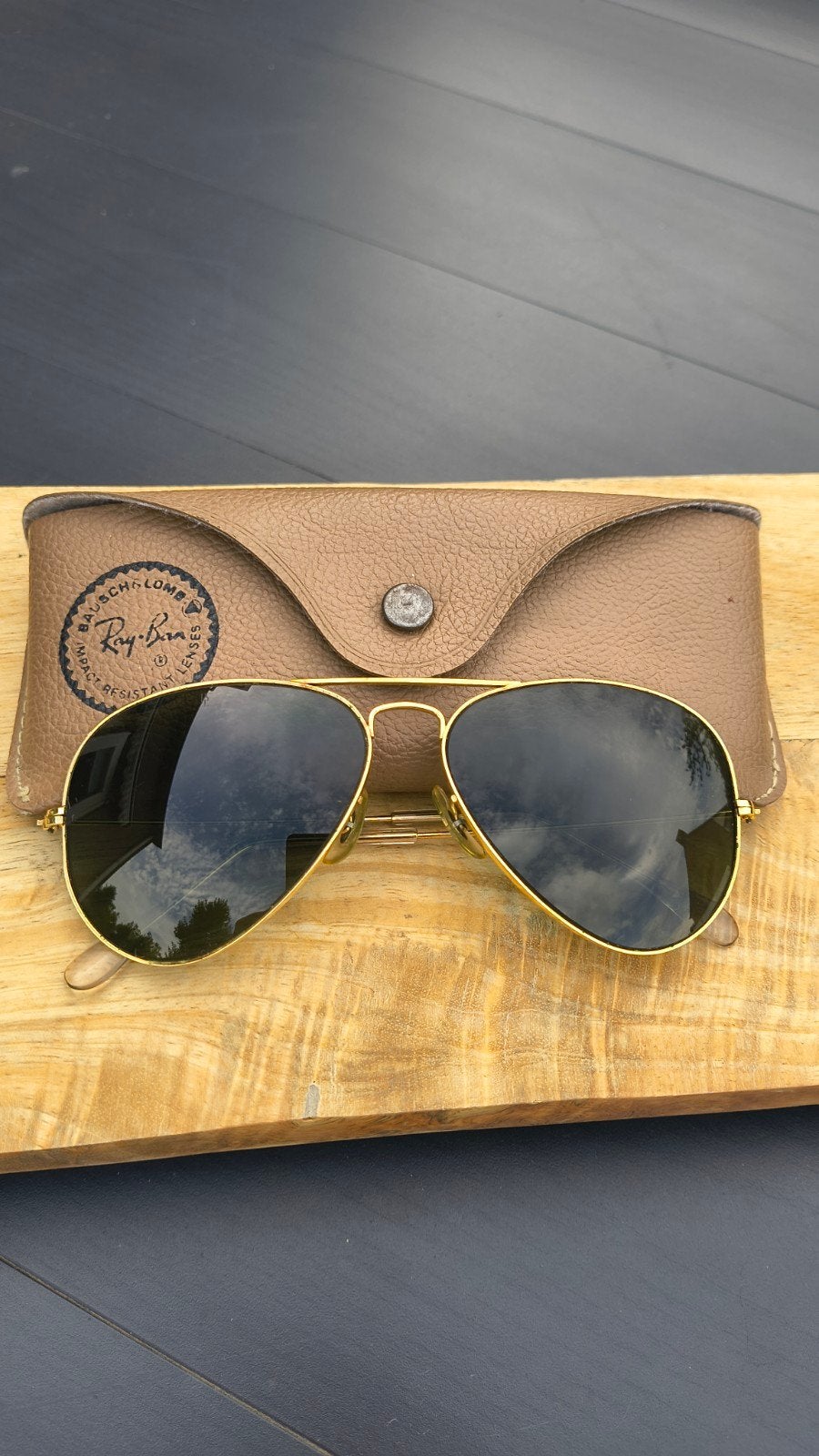 Vintage Ray-Ban B&L USA Aviator 58-14 BL Etched Goudkleurig, Sieraden, Tassen en Uiterlijk, Gebruikt, Ophalen of Verzenden, Nvt