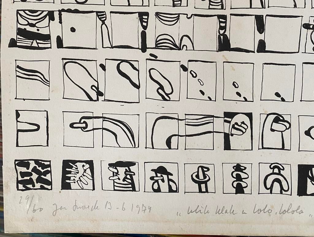 Jan Snoeck zeefdruk in lijst Klik, klak en lolo, lolola, Huis en Inrichting, Gebruikt, Onbekend, Ophalen of Verzenden, Print