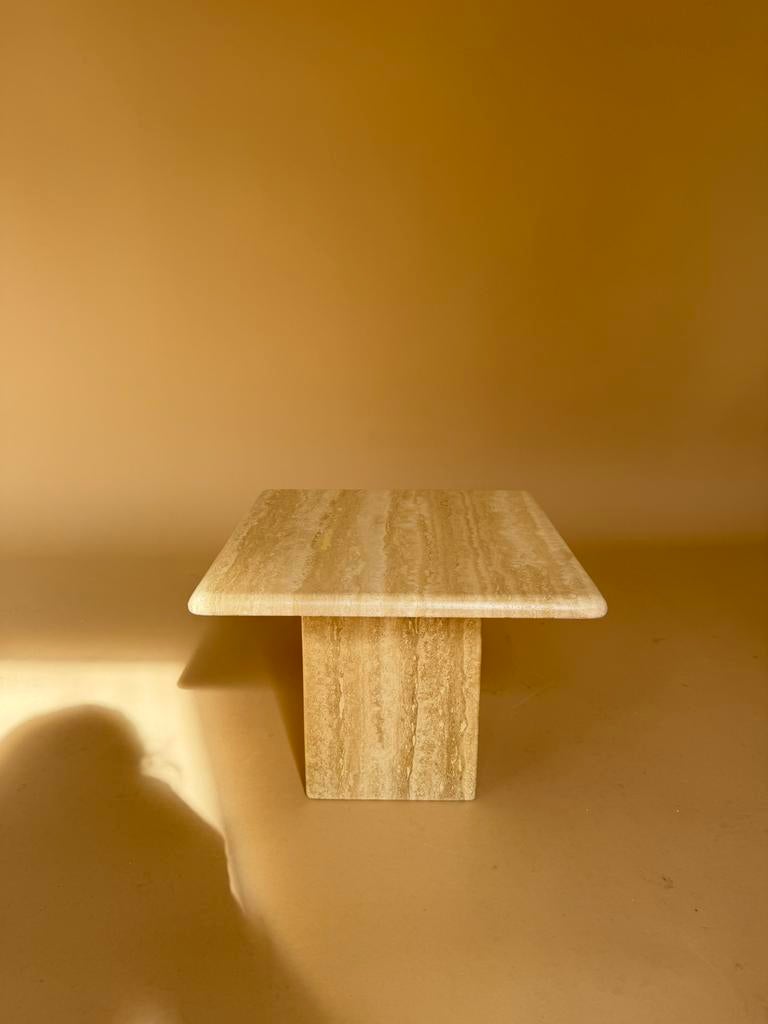 Travertin salontafel, Huis en Inrichting, Ophalen, Zo goed als nieuw, Rechthoekig, 75 cm of meer