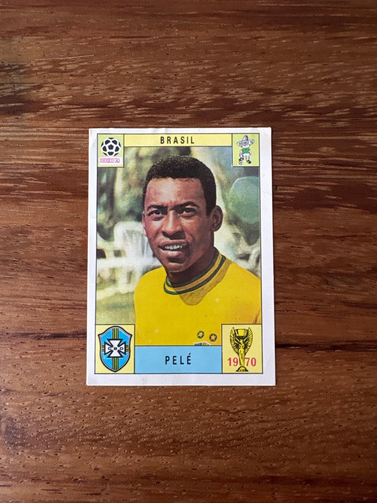 Vintage Panini Mexico 70 Voetbalplaatje Pelé Brazilië, Ophalen of Verzenden, Zo goed als nieuw, Stickers en Plaatjes