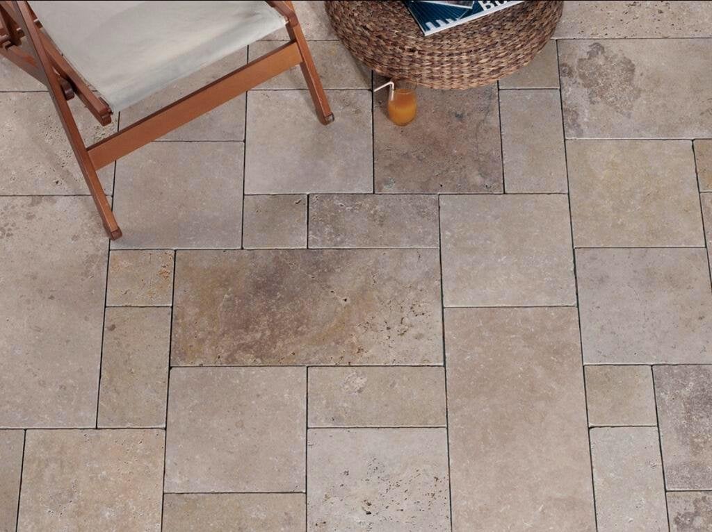 TRAVERTIN TEGELS ANTICATO ROMAANS VERBAND - WEEKAANBIEDING!, Tuin en Terras, Ophalen of Verzenden, Nieuw, Hout, 10 m² of meer