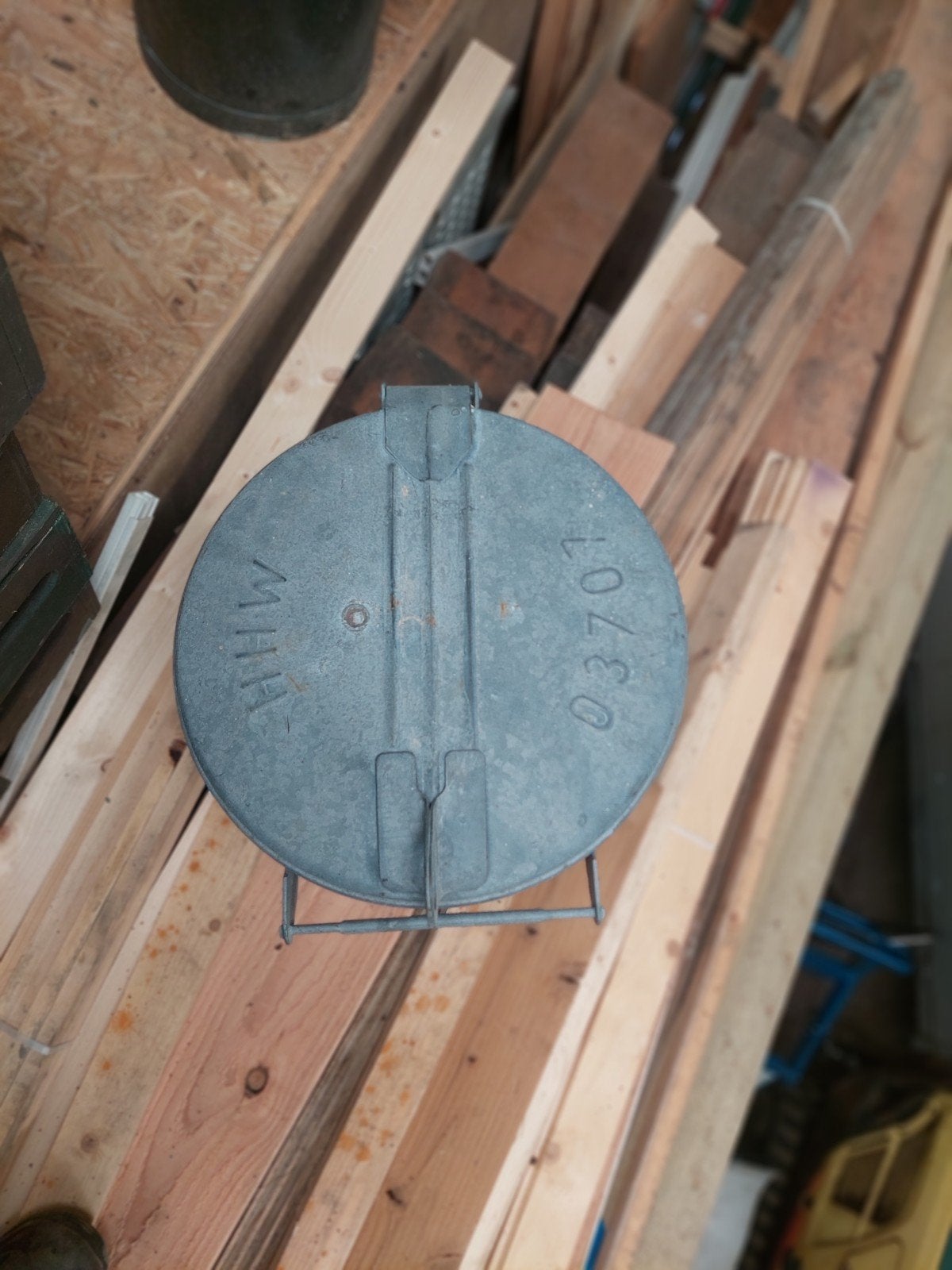 Vintage metalen emmer met deksel - Decoratief, Ophalen