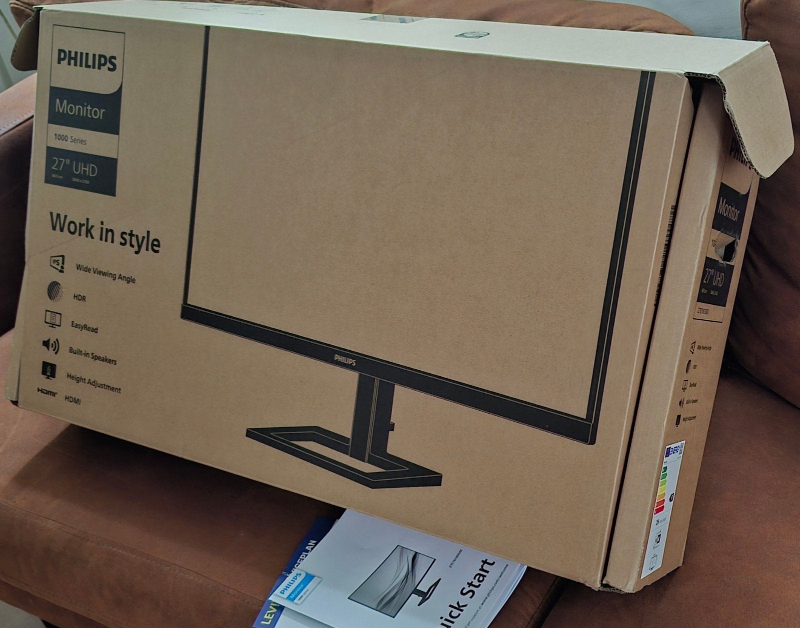 Philips 27" 4K UHD Monitor met speaker, Philips, In hoogte verstelbaar, Ophalen of Verzenden, HDMI