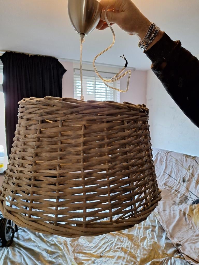 Hanglamp riet grote fitting, Overige materialen, Gebruikt, Minder dan 50 cm, Boho, Landelijk