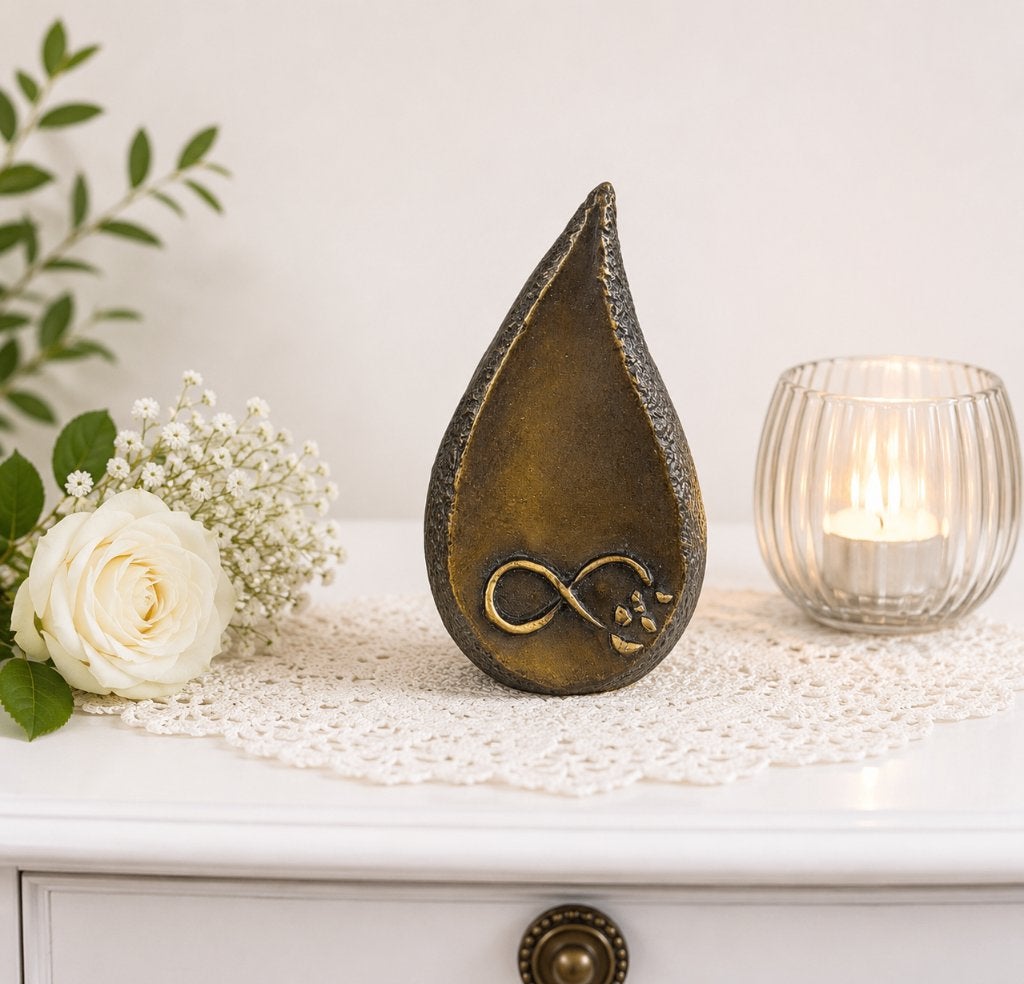 INFINITY / bronzen mini urn, Nieuw, Info@huisentuindecoratiemarie.nl, Huis en tuin decoratie marie, Peize