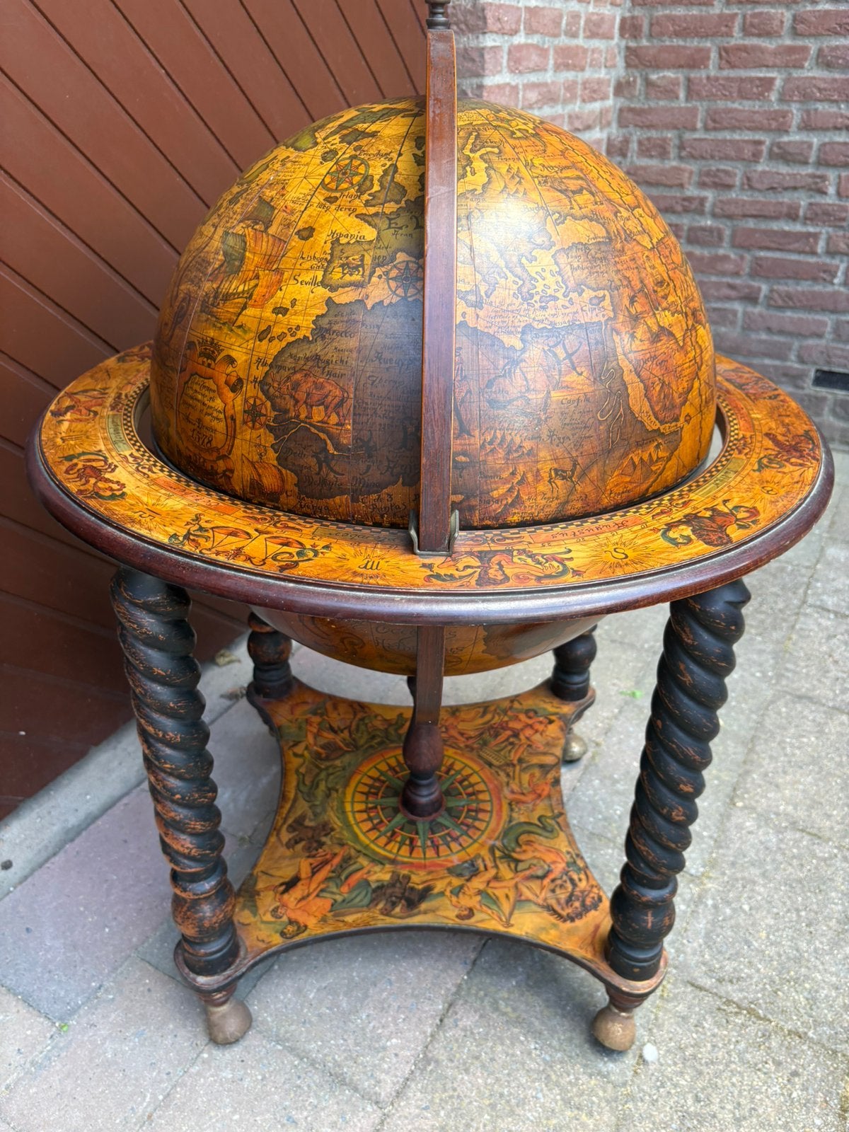 Antieke bar globe wereldbol barglobe globebar drankglobe XL, Huis en Inrichting, Woonaccessoires | Wereldbollen, Ophalen, Zo goed als nieuw