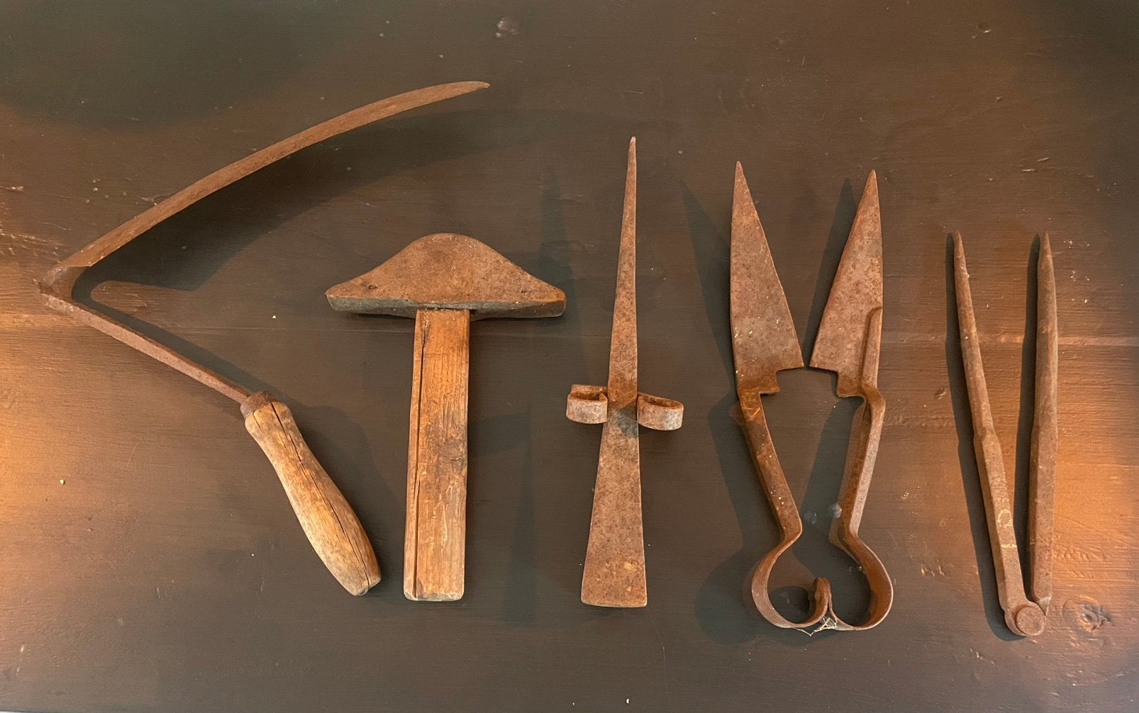 Boerengereedschap antiek - 5-delige ambachtelijk set, Ophalen of Verzenden