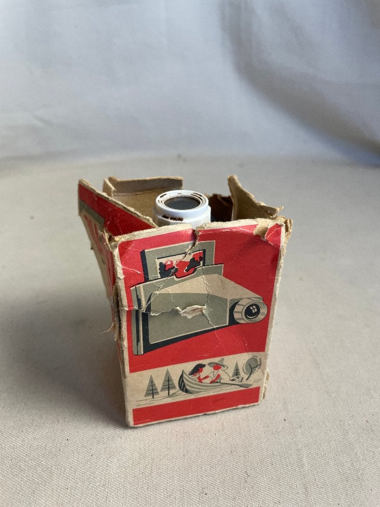 Vintage kleine speelgoed diaprojector met dia's berenfamilie, Ophalen of Verzenden, Gebruikt