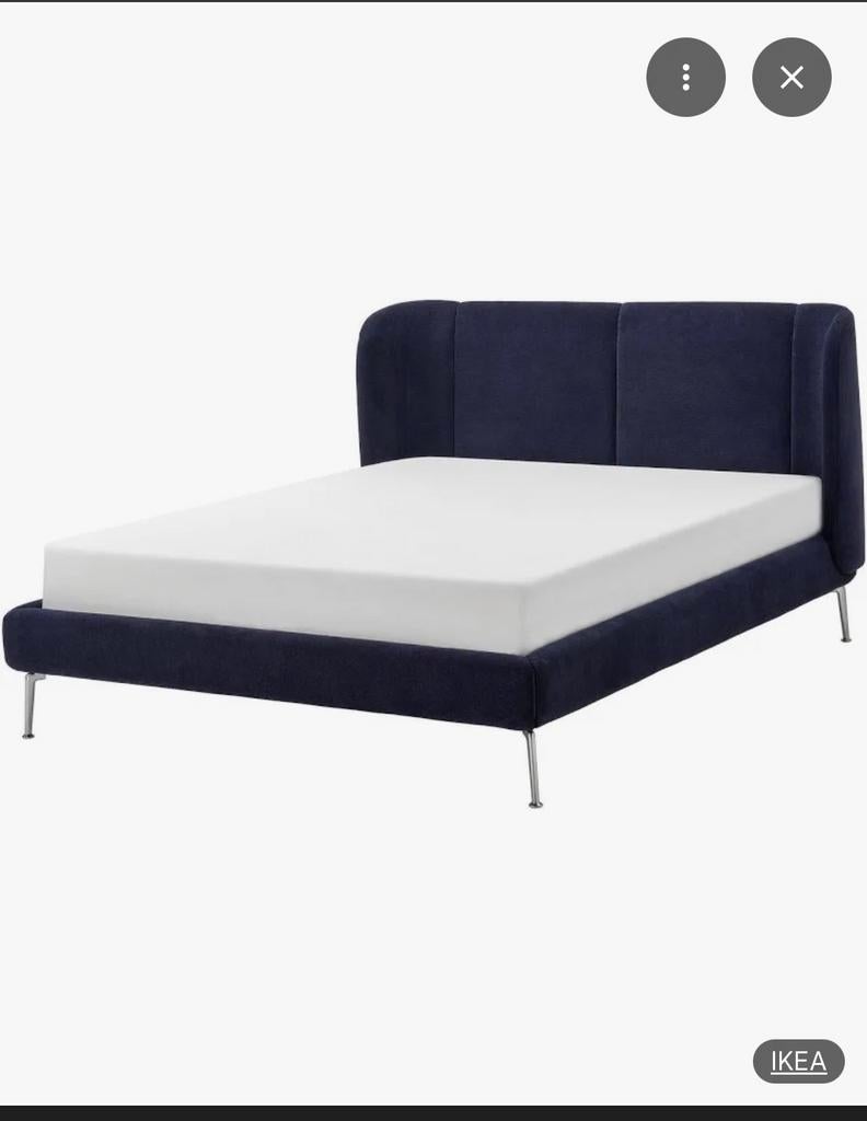 Ikea bed 180x220, donkerblauw, Blauw, Tweepersoons, Ophalen of Verzenden, Zo goed als nieuw
