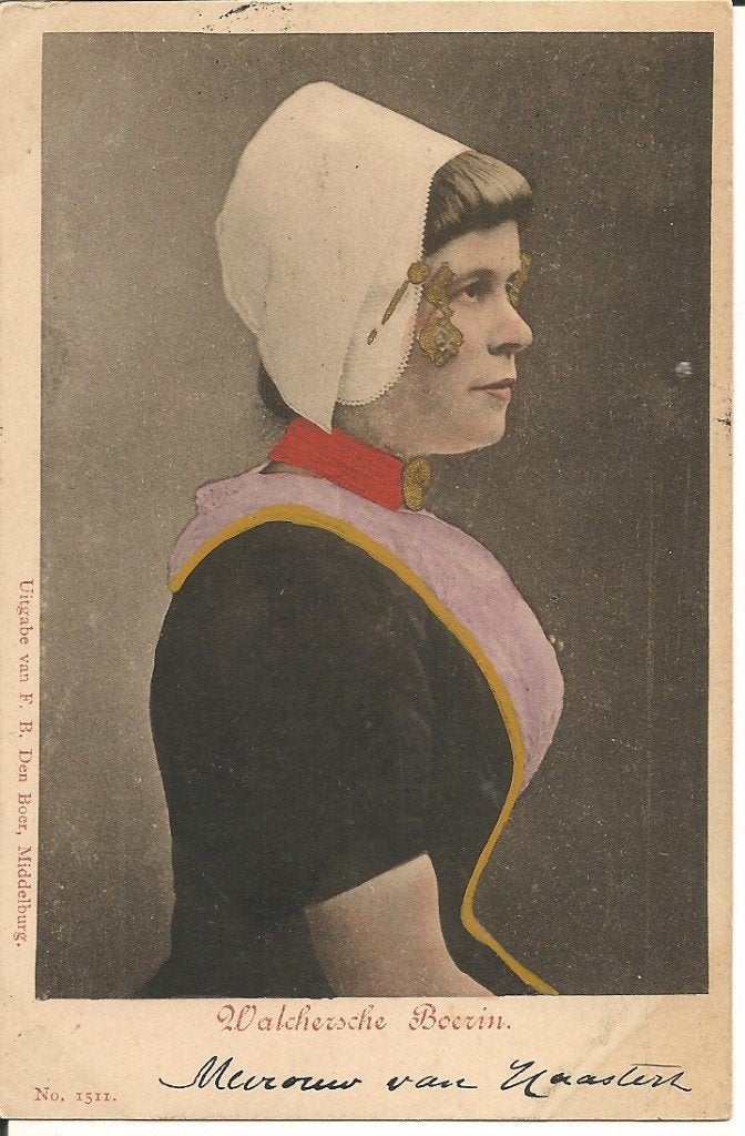Antieke briefkaart: Walchersche Boerin (1901), Ophalen of Verzenden, Voor 1920, Gelopen, Zeeland