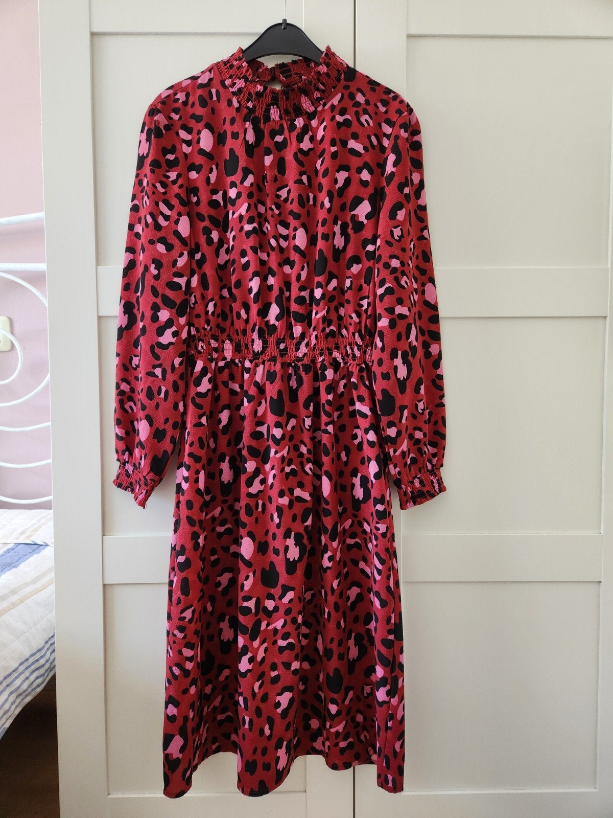 ONLY Rode Jurk met Luipaardprint - Maat 38, Maat 38/40 (M), Verzenden, ONLY, Zo goed als nieuw