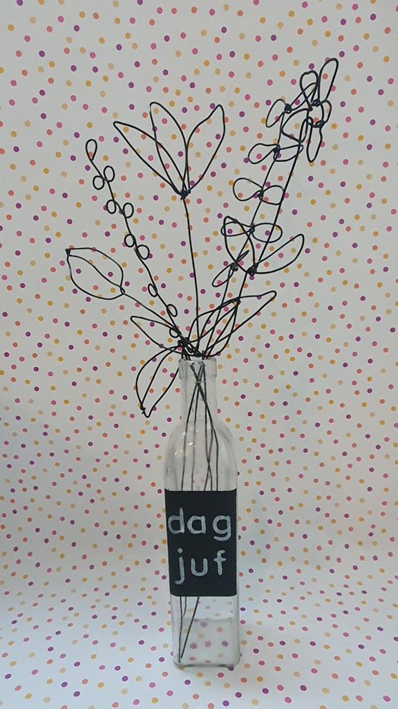 Uniek Draadkunst Bloemenvaasje - Afscheid Juf Cadeau, Ophalen of Verzenden