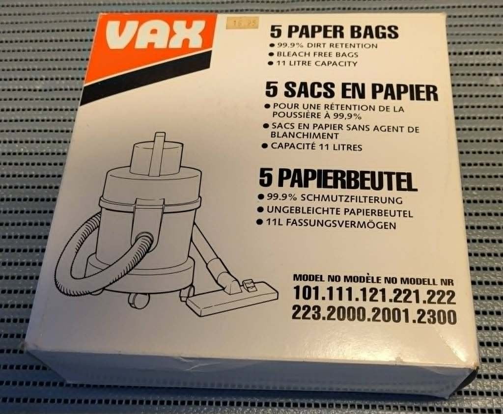 2 dozen van 5 papieren originele Vax stofzuigerzakken, Witgoed en Apparatuur, Stofzuigers, Ophalen of Verzenden, Nieuw, Stofzak