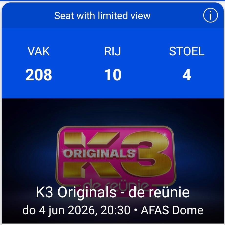 K3 Originals - de reünie Antwerpen, Tickets en Kaartjes, Evenementen en Festivals, Eén persoon