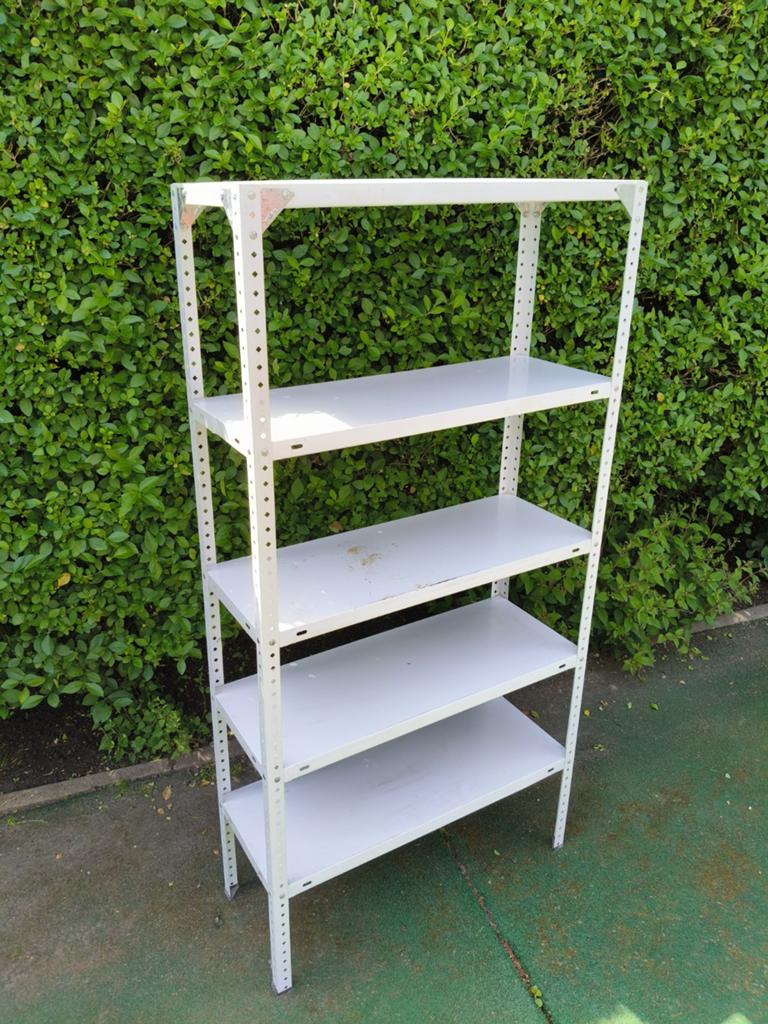 Stevige metalen stellingkast met 5 planken, Ophalen of Verzenden, Gebruikt