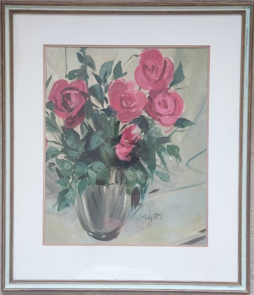 Tilly Moes (1899-1979) - Bloemstilleven, Bloemen, Doek, Impressionistisch, Ophalen of Verzenden